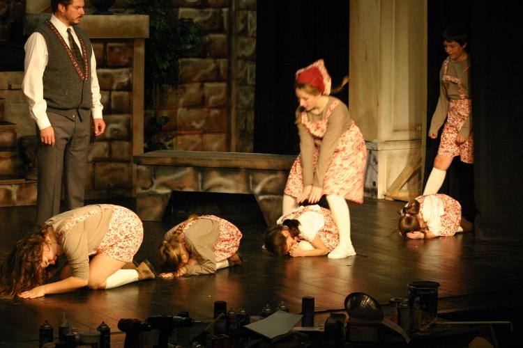Children playing leapfrog